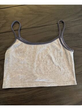 Brandy Melville Light Gray Crop Tank with Dark Gray Trim
